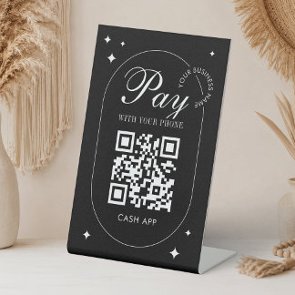 QR Code Venmo-betaling Minimalistisch Scan om te b Reclamebord Met Voetstuk