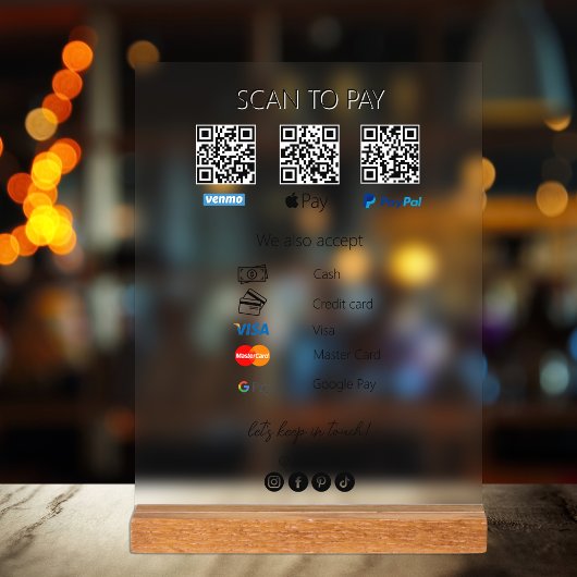 QR-code Venmo Scan om betalingspictogrammen te bet Acryl Bord