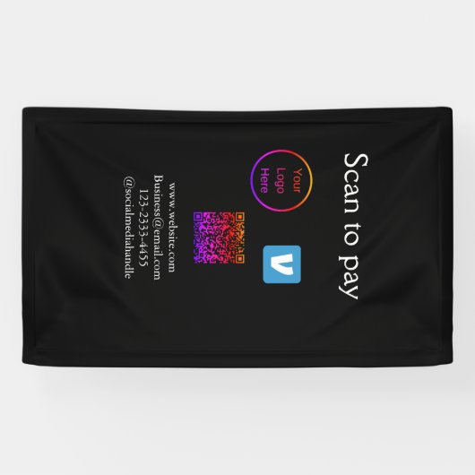 QR-code Venmo scan om te betalen logo toevoegen so Spandoek (Horizontaal)