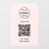 QR-code venster sticker | Menu vinyl sticker bord (Vel)
