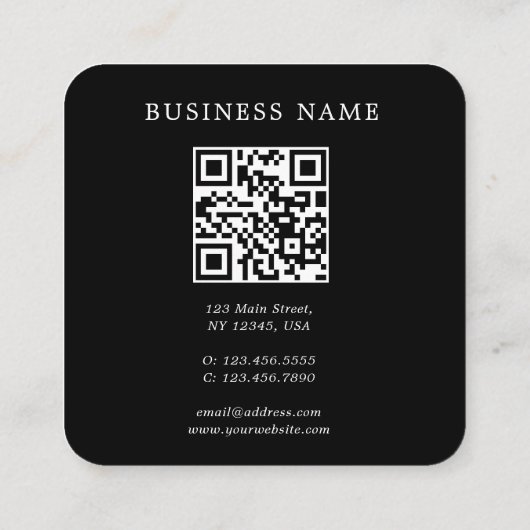 QR-code  ventilatorzwart vierkant Visitekaartje (Achterkant)