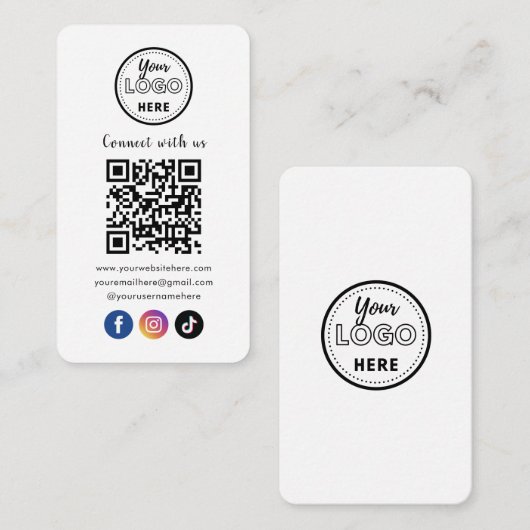 QR Code Verbind met ons Facebook TikTok Informatiekaartje (Voorkant / Achterkant)