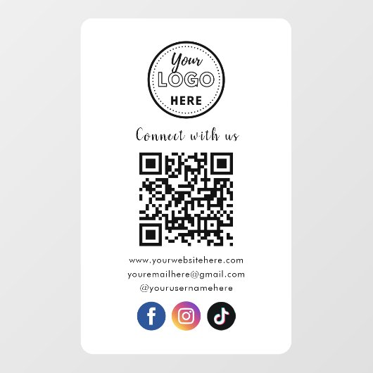 QR Code Verbind met ons Facebook TikTok Raamsticker (Vel)