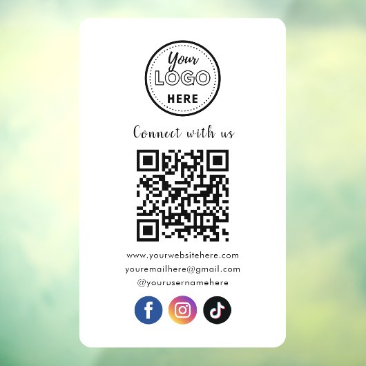 QR Code Verbind met ons Facebook TikTok Raamsticker (Vel 3)