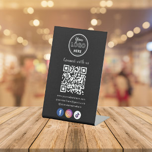 QR Code Verbind met ons Facebook TikTok Reclamebord Met Voetstuk