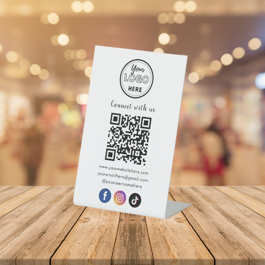 QR Code Verbind met ons Facebook TikTok Reclamebord Met Voetstuk