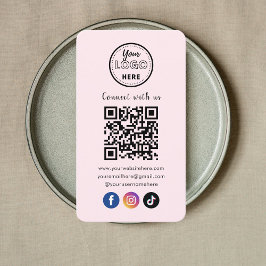QR Code Verbind met ons Social Media Blush Roze Visitekaartje