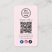 QR Code Verbind met ons Social Media Blush Roze Visitekaartje (Voorkant)