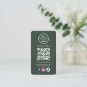 QR Code Verbind met ons Social Media Forest Green Informatiekaartje (Staand voorkant)