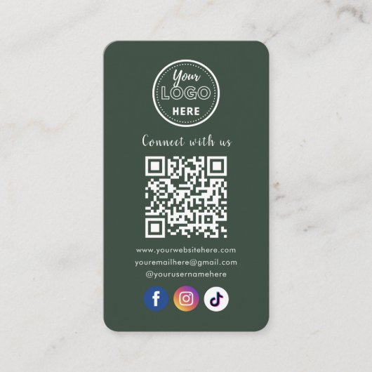 QR Code Verbind met ons Social Media Forest Green Informatiekaartje (Voorkant)