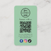 QR Code Verbind met ons Social Media Mint Green Visitekaartje (Voorkant)