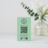 QR Code Verbind met ons Social Media Mint Green Visitekaartje (Staand voorkant)