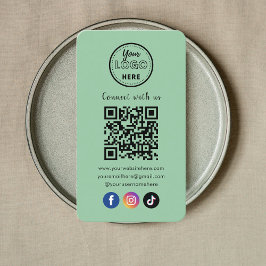 QR Code Verbind met ons Social Media Mint Green Visitekaartje