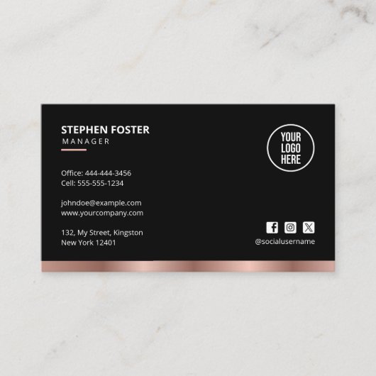 QR Code Verbind met ons Social Media Roos Gold Visitekaartje (Voorkant)