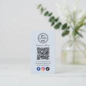 QR Code Verbind met ons Social Media Soft Navy Visitekaartje (Staand voorkant)