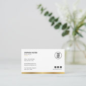 QR-code Verbind met Ons Sociale Media Wit & Goud Visitekaartje (Staand voorkant)