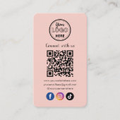 QR Code Verbind met ons Trendy Social Media Roze Informatiekaartje (Voorkant)