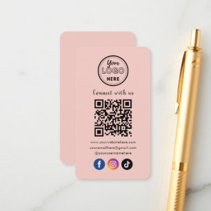 QR Code Verbind met ons Trendy Social Media Roze Informatiekaartje