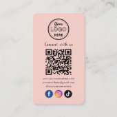 QR Code Verbind met ons Trendy Social Media Roze Visitekaartje (Voorkant)
