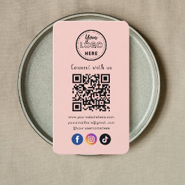 QR Code Verbind met ons Trendy Social Media Roze Visitekaartje