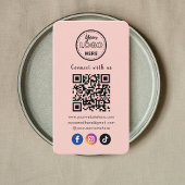 QR Code Verbind met ons Trendy Social Media Roze Visitekaartje