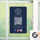 QR Code Verbind met US Social Media Marine Blauw Raamsticker (Huis)