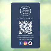 QR Code Verbind met US Social Media Marine Blauw Raamsticker (Vel 3)