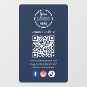 QR Code Verbind met US Social Media Marine Blauw Raamsticker (Vel)