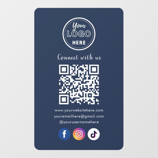 QR Code Verbind met US Social Media Marine Blauw Raamsticker (Vel)