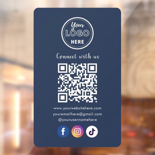 QR-code verbinding maken met ons Social Media Navy Raamsticker (Vel 2)