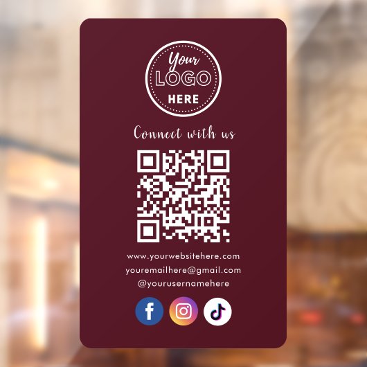 QR-code verbinding met ons sociale media bordeauxr Raamsticker (Vel 2)
