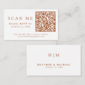 QR Code verbrand Oranje huwelijk RSVP Informatiekaartje (Voorkant / Achterkant)