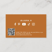 QR-code verbrand oranje moderne schoonheidsinvloed Visitekaartje (Achterkant)