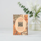 qr code Verbrand Sinaasappel Bloemen Art Nouveau B Informatiekaartje (Staand voorkant)