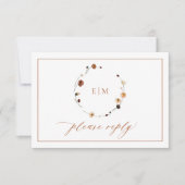 QR Code verbrand Sinaasappel bloemkolen monogram R RSVP Kaartje (Voorkant)