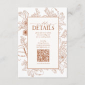 QR Code verbrand Sinaasappel Floral bruiloft detai Informatiekaartje (Voorkant)