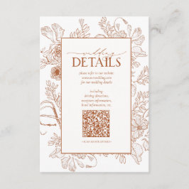 QR Code verbrand Sinaasappel Floral bruiloft detai Informatiekaartje