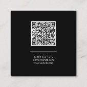 QR-code Verfijnd minimaal zwart Vierkante Visitekaartje (Achterkant)