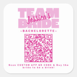 QR Code Verlovingsfeestje drankje betalen Team Bru Vierkante Sticker