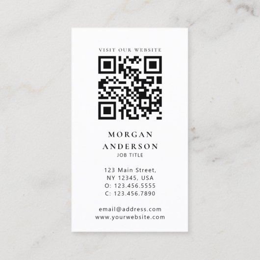 QR-code Verticale minimale Logo Visitekaartje (Achterkant)