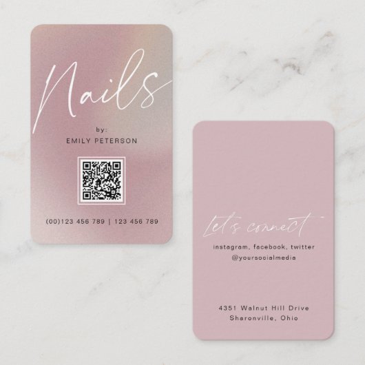 QR-code Verticale moderne spijkernagels Visitekaartje (Voorkant / Achterkant)
