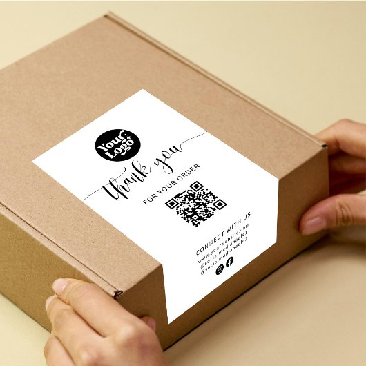 QR-code verzendlogo pakket witte doos verzegellabe Rechthoekige Sticker