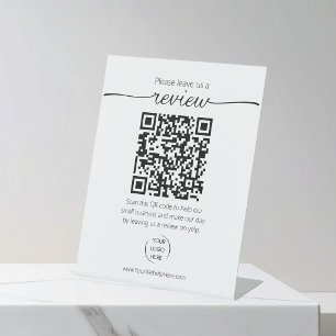 QR-code verzoek om review kleine bedrijven YELP Reclamebord Met Voetstuk
