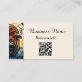 QR-code Vetgedrukt Bizon Buffel Dier Natuur Kunst Visitekaartje (Achterkant)