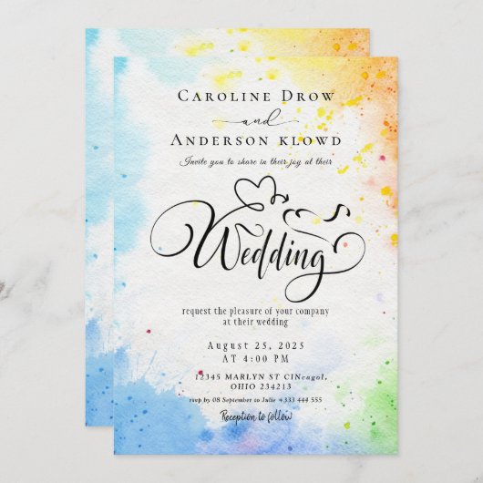 QR Code Video Wedding Invitation Kaart (Voorkant / Achterkant)