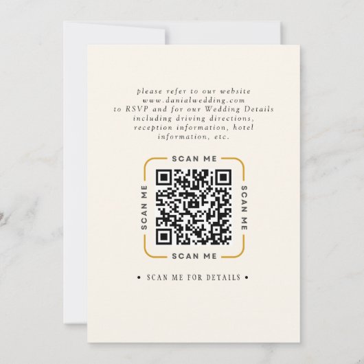 QR Code Video Wedding Invitation Kaart (Achterkant)