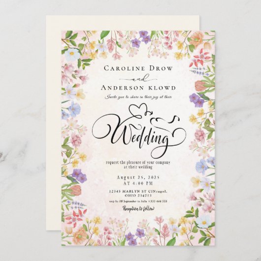 QR Code Video Wedding Invitation Kaart (Voorkant / Achterkant)