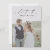 QR code vieren met ons 2 foto bruiloft Aankondiging (Voorkant)