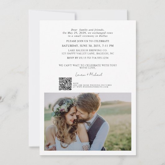 QR code vieren met ons 2 foto bruiloft Aankondiging (Achterkant)