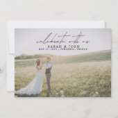 QR code vieren met ons 2 foto bruiloft Aankondiging (Voorkant)